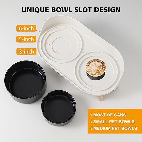 Raised Cat Food and Water Bowl Set - Elevated Ceramic Dishes with Non-Slip Stand and Splash Guard for Small Dogs - 2 x 320 ML (4.9 OZ) - Black - color: Black, size: Small