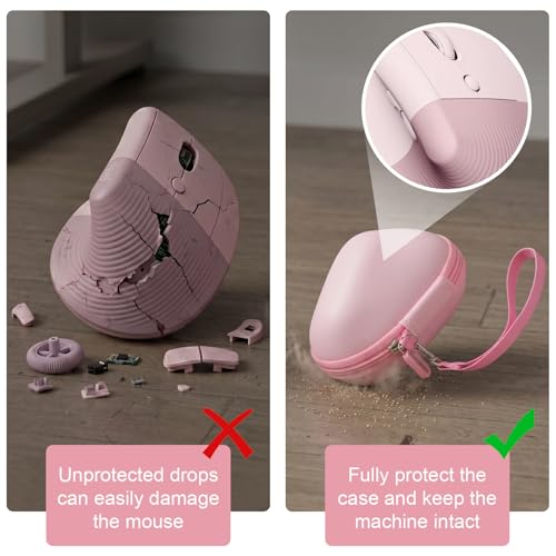 ANKHOH Case for Logitech Lift Vertical Ergonomic Mouse, Pink | Hard EVA case for Wireless Bluetooth Upright Device, Made for Daily Storage and Travel Protection, Bag Only - color: Pink