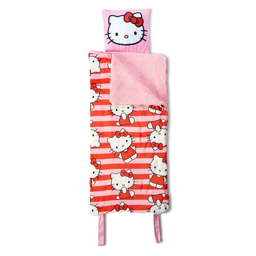 Silk Touch Sherpa Slumber Bag for Boys and Girls, Sleeping Bag with Zipper, Sleepover Set, 27 x 56 inches - color: Hello Kitty Bow Friendly w/ Pillow