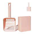 Cat Litter Scooper with Caddy Holder, Cat Scooper for Litter Box with Stand, A Nice Addition to cat Litter Tray Box, Store The cat Litter Scoop When not in use, Modern, Durable and Cute -Light Pink - color: S-Pink