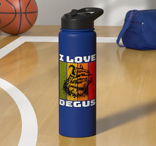 Degu Retro Degu I Love Degu Stainless Steel Insulated Water Bottle - color: Royal Blue