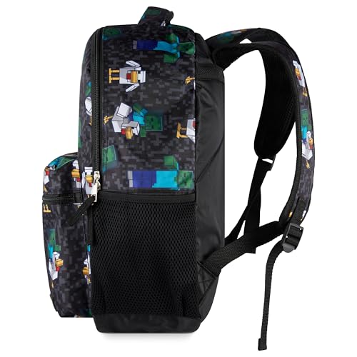 AI ACCESSORY INNOVATIONS Minecraft Chicken Jockey Boys & Girls Backpack, 16” Bookbag w/Molded Chicken Rubber Dangle - color: Minecraft Chicken Jockey Boy