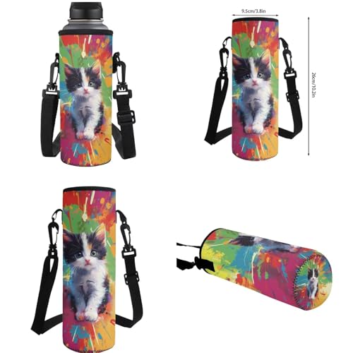 Girls Bookbag with Lunch Box Artist Cat School Bags for Girls 2Nd Grade Large Water Bottle Sleeve and Pencil Case 4 in 1 Compartment Primary Secondary Bag for Students/Child - color: Artist Cat