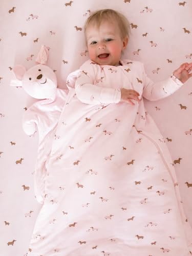 GUNAMUNA günamüna Unisex Baby, Toddler Wearable Blanket, Sleeping Bag Bamboo Rayon, Sleep Sack with Diaper Zipper, 1.0 TOG - color: Girl Dog, size: 24-36M