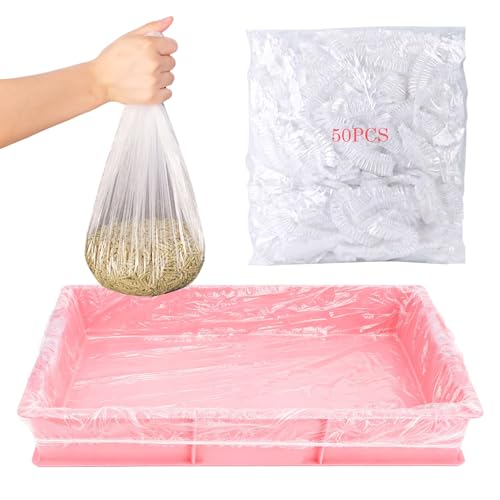 Disposable Small Animal Cage Liners, 50 Pcs Pet Litter Tray Liner | Quick Cleanup Leak-Proof PE Plastic Film Bags for Rabbit Guinea Pig Hamster Chinchilla Hedgehog Bird Cage & Litter Pan - size: 39 in