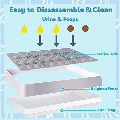 FHTONGE Low Entry Guinea Pig Litter Box with Grid, Rectangular Pet Toilet | 2 Pcs Small Amimal Litter Pan Trainer Tray for Rodent Bunny Hamster Ferret Chinchilla Squirrel Opossum Hedgehog Chipmunk Rat - color: 2 Pcs 0.4" PP Grids, size: 14.6x12x2.6"(40x30