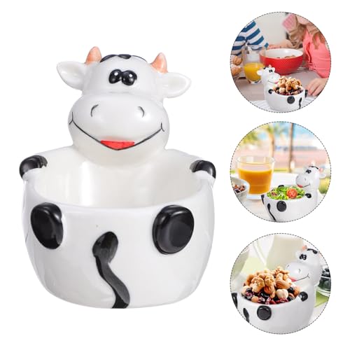 ABOOFAN Animal Shaped Ceramic Bowl Lightweight Cartoon Cow Design Food Container for Dessert Breakfast Snacks Fruit Salad Pasta Soup 5.51X3.54X4.25 Inch