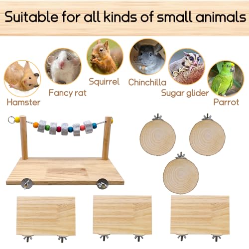 Chinchilla Platform Ledge Wood Hamster Stand Platform Board Shelf Bridge Rats Climbing Toys Cage Accessories for Chipmunks Squirrels Sugar Gliders Mice Parrots