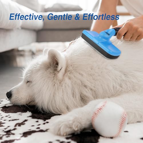 4 in 1 Skin Friendly Grooming kit including Dematting Rakes,Self Cleaning Slicker Brush,Deshedding Brush,Flea Comb for Haired cat Dog and Small Animals.