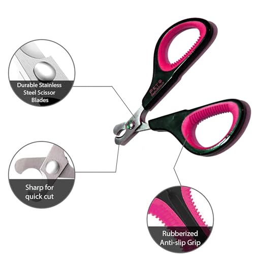 Cat Nail Clippers by Pet Republique – Professional Stainless-Steel Nail Clipper for Cats, Kittens, Hamster, Rabbits, Birds, & Small Breed Animals Claw Trimmer (Black+Pink) - color: Black & Pink