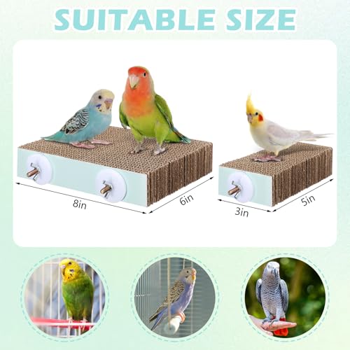 Nuanchu 6 Pcs Paper Bird Chew Toys Parrot Perch Cardboard Platform for Cage Bird Paw Grinding Stand Parrot Cage Playground for Budgie Conure Macaws Cockatiel Parakeet Lovebird Sparrows