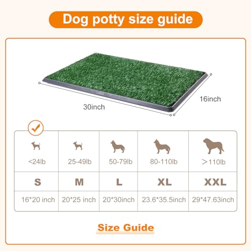 LOOBANI Dog Grass Pad with Tray - 16x20in for Apartment Balcony Use | 2 Replacement Fake Grass Pads, Easy to Clean, Litter Box for Puppy & Small Dogs, Indoor/Outdoor Use - size: Tray Potty 16*20inch