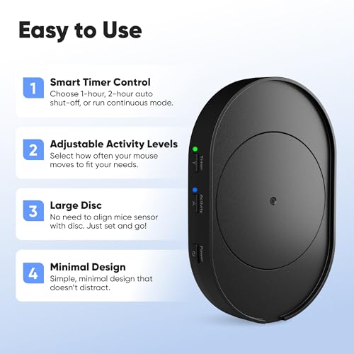 Undetectable Mouse Mover Jiggler, Adjustable Activity, Optional Shut-Off Timer, Random Movement Engine, No Software, Quiet & Undetectable Operation, USA Company (Single Disc) - style: Single Disc
