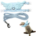 Ferret Harness and Leash with Adjustable Buckle for Small Pets, Soft Breathable Walking Vest with Angel Wings for Guinea Pig, Bunny, Rabbit, Kitten, Chinchilla (Blue) - color: Blue