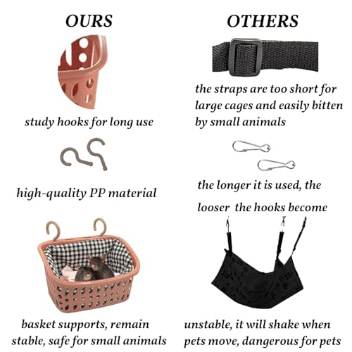 JWShang Rat Hammock for Cage, Chew Proof Hanging Basket Bed with Sturdy Hooks, Pet Cage Accessories, Safe Cozy Small Animal Rodent Hammock for Sugar Glider Mice Snuggling Sleeping - color: Pink, size: Large