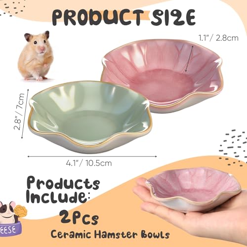 2 Pcs Hamster Food Bowl Ceramic Food Water Feeding Dish for Hamster Guinea Pig Hedgehog Gerbil Dwarf Rat Mice Chinchilla Sugar Glider(Lotus Leaf) - style: Lotus Leaf
