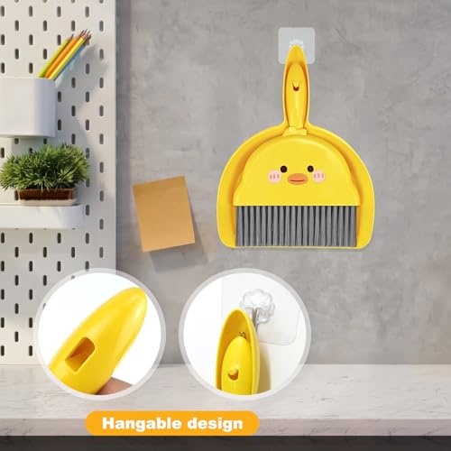 1Pc Small Dust Pan and Brush Set,Cute Yellow Mini Broom and Dustpan Set | Small Dust Pan Mini for Tabletop Debris,Keyboards&Clean Pet Cages Guinea Pig Cage
