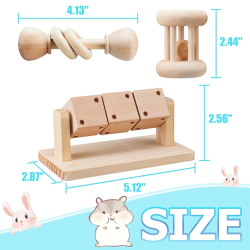 AOWPFVV Wooden Hamster Toys,Safe Rabbit Toys for Guinea Pigs | Small Animals,Chinchillas, Gerbils, Rats, Bunny,Rodents Teeth Care Toys for Cage
