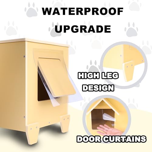 Outdoor Cat Houses Feral Cat Shelter Wooden Stray Cat Condo Outside Sturdy Waterproof and Insulated with Escape Door (one cat upgrate) - style: one cat upgrate