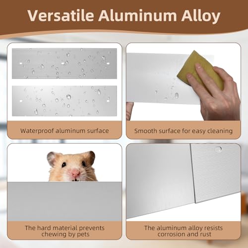 Anti-Rust Aluminum Scatter Guards for Ferret & Critter Nation Cages | Urine & Poop Guard Panel, Adjustable Fence to Keep Floor Clean for Ferrets, Chinchillas, Rats (Silver, Single Layer Set)