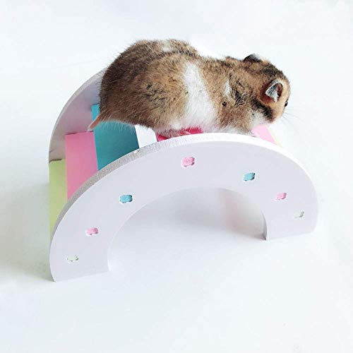 Hamster Toys Wood Bridge Rainbow Climb Kit and Exercise Wheel Jogging Running Silent Spinner Hamster Flying Saucer - color: Blue