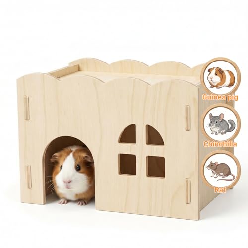 Wood Hamster Hideout, Wooden Hamster Hideout House Chew-Safe | Hamster Explorer for Gerbils Hamsters Small Pets