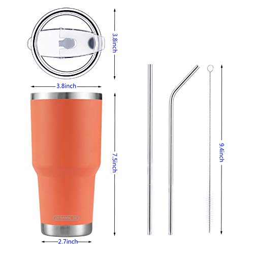 D·S 30oz Orange Tumbler Double Wall Vacuum Insulated Travel Coffee Mug | Double Wall Vacuum Suit Cold and Hot Drink Fits in standard car cup holders With Splash-Proof Lid - color: Orange