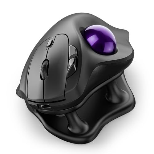 Nulea Wireless Trackball Mouse Ergonomic 21.7 Tilt Stand Thumb Control | Rechargeable mouse with 4 DPI levels,Bluetooth 2.4G connection,3 device switching,precise control,PC Mac compatible-Purple - color: C-Purple
