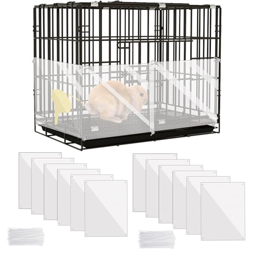 KEYIDE 12 Pcs Urine Guard for Rabbit, Guinea Pig, Ferret Transparent 12'' x 10'' Plastic Sided Liner Cage Accessories Prevent Scatter