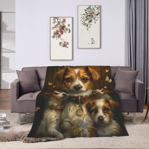 Jack Russell Terrier Blanket Gifts for Women Girls Kids Dog Lovers, Puppy Flannel Blankets, Warm Cozy Soft Throw for Bedroom, Camping, Couch, Decor 40x50 in - color: Jack Russell Terrier, size: 40"x50"
