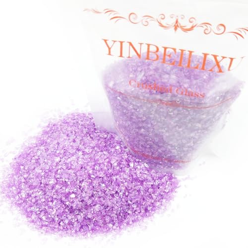 Crushed Glass Glitter, Broken Stones Shattered Glass Chips for Resin Art Crafts, Epoxy Resin Supplies, Geod Painting, DIY Art Projects, Jewelry Making, 2-4mm, 200g/7oz (Dark Purple) - color: Dark Purple