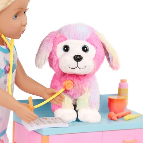 Glitter Girls Vet Playset, Sniffles Plush Dog, 27-Piece Vet Table, Pet | Toy vet set with posable pink pup, exam table with drawers, medical accessories, fits most 14-inch dolls, Plush, 3+ Years - style: Vet Accessories