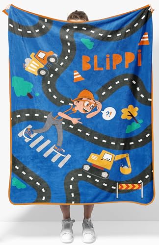Jay Franco Kids Plush Throw Blanket – Soft & Cozy Fleece Throw for Bedroom & Couch Décor, Official Licensed Product, Blue - Blippi, 40x50 - Travel Blanket - color: Blue - Blippi, size: 40x50 - Travel Blanket