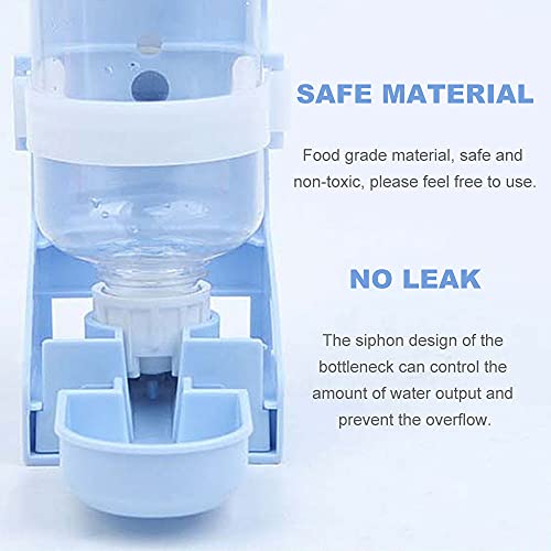 2Pcs 17oz Water Bottle for Small Animals, Rabbit Water Feeder Bowl Bunny Dispenser Hanging Automatic Guinea Pig Bottle for Cage - color: Blue+Blue