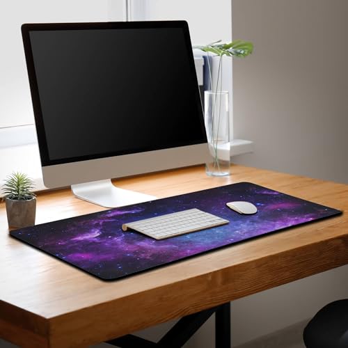 Mouse Pad Computer Desk Accessories Office Pad, Big Mouse Pads Desktop Mat, XXL Mouse Pad Gaming Non-Slip Rubber Base Waterproof with Stitched Edges, 35.4" X 15.7" for Work/Game/Office/Home - color: Galaxy