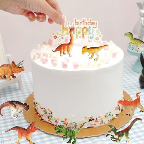Yowlieu 14 Pcs Figures Toys Realistic Mini Dinosaurs Animal Figurines, Plastic Learning Educational Playset Animal Themed Party Supplies Cake Topper Ornaments for Easter Egg Birthday Christmas - size: 14 Pcs Dinosaurs