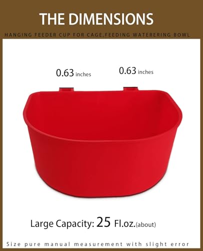 5 Pack Cage Cups Chicken Birds Feeder Water Bowl 25 OZ Rabbit Feeding Watering Dish for Travel Carrier Cat Puppy Food Dispenser Hanging Wire Cages Treats Box Seed Drinking Coop Cup Birdbath - size: Red 25 OZ Pack of 5