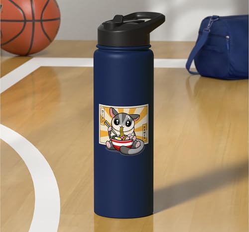 Womens Girls Cute Kawaii Japanese Ramen Sugar Glider Lover Stainless Steel Insulated Water Bottle - color: Navy Blue