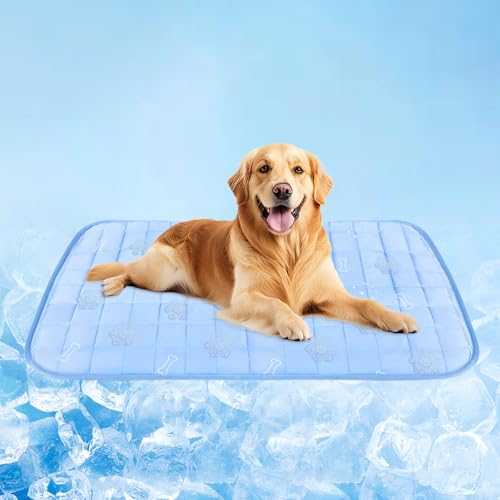 Dog Cooling Mat,Dog Blanket Washable,Cool Fabric & Internal Waterproof Cooling Pad (Blue, X-Large (40x30 inch)) - color: Blue, size: X-Large (40x30 inch)