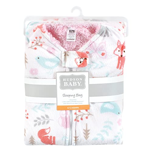 Hudson Baby Unisex Baby Mink with Sherpa Inner Sleeping Bag, Sack, Blanket, Girl Woodland, 12-18 Months - color: Girl Woodland, size: 12-18 Months