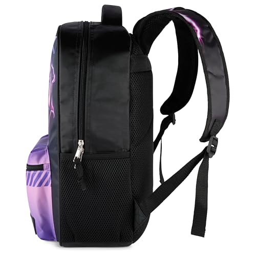 AI ACCESSORY INNOVATIONS K-Pop Demon Hunters Huntrix 16” Backpack for Girls, Featuring Rumi, Zoey, Mira, Rubber Molded Bag Charm, Huntrix - style: Huntrix