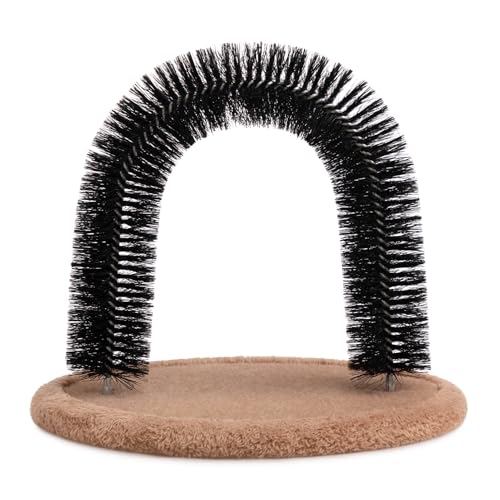 Hollypet Self Grooming Massager and Scratcher Toy - Cat Arch Brush for Back Grooming, Hair Cleaner Pads | Cat Self Grooming Massager and Scratcher Toy Cat Arch Brush for Back Grooming, Hair Cleaner Pads - color: Tan