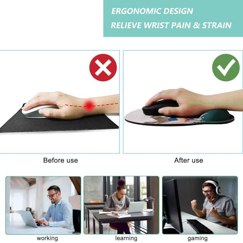 Mouse Pad with Wrist Support, Ergonomic Mouse Pad with Memory Foam Wrist Rest Cushion, Non-Slip Rubber Base Gaming Mice Pad for Home Office Computer Laptop, Sunrise - color: R-sunrise