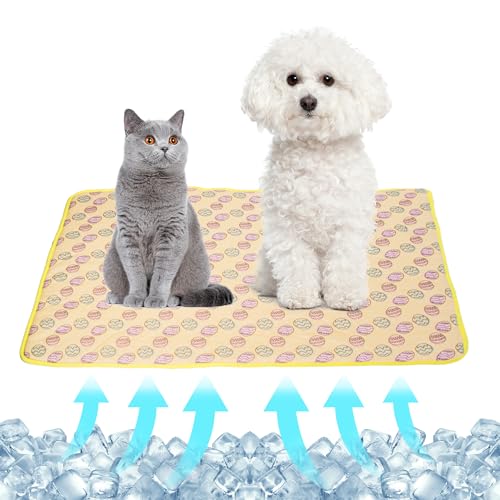Pet Cooling Mat Cat Dog Cushion Pad Summer Cool Down Comfortable Soft for Pets and Adults (S, Yellow) - color: Yellow Egg, size: S: 15.5'' x 19.5''