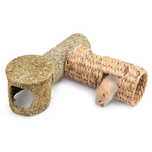 Niteangel Creative & Composable Hamster Tunnel: Edible Water Hyacinth & DIY | Mimic Wild Underground Habitat & Build Unique Burrow as Hideout for Small Sized Animals Like Hamsters Mouse Gerbils Mice - size: SHLD
