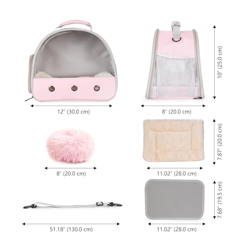 2-Pack Guinea Pig Carrier and Burrowing Bed, Portable Small Animal Cage with Clear Window, Plush and Fluffy Hideaway Pet Bed for Piggies, Hamster - color: Pink