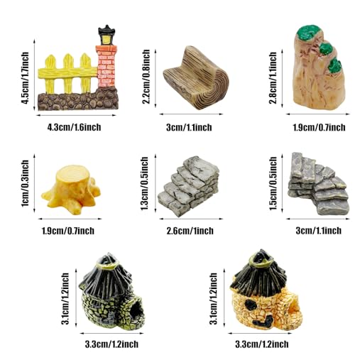 Woohome 30 PCS Fairy House Garden Accessories Mini Garden Accessories Micro Landscape Mini Zen Garden Set for Diorama Project DIY, Mini House Decor