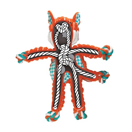 KONG Floppy Knots - Durable No‑Stuffing Squeaky Rope & Plush Dog Toy - for Teething, Playing (Fox, X-Small) - color: Fox, size: X-Small