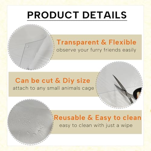 KEYIDE 12 Pcs Urine Guard for Rabbit, Guinea Pig, Ferret Transparent 12'' x 10'' Plastic Sided Liner Cage Accessories Prevent Scatter