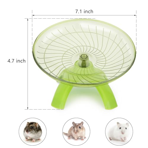 Hamster Wheel Flying Saucer Silent Exercise Wheel Running Wheel for Hamsters, Gerbils, Mice and Other Small Pets, Silent Hamster Running Wheel (Green) | Non-slip surface, smooth & quiet spinning, durable plastic, encourages healthy exercise, for dwarf ham